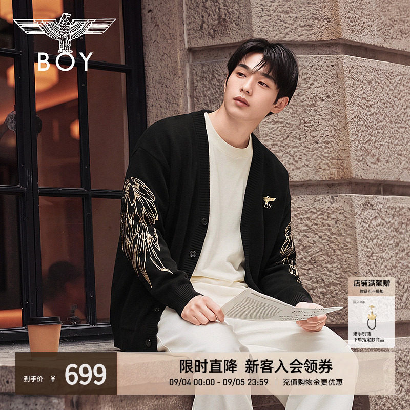 【天使之翼】BOYLONDON秋季刺绣针织开衫男女同款休闲外套N64900图片