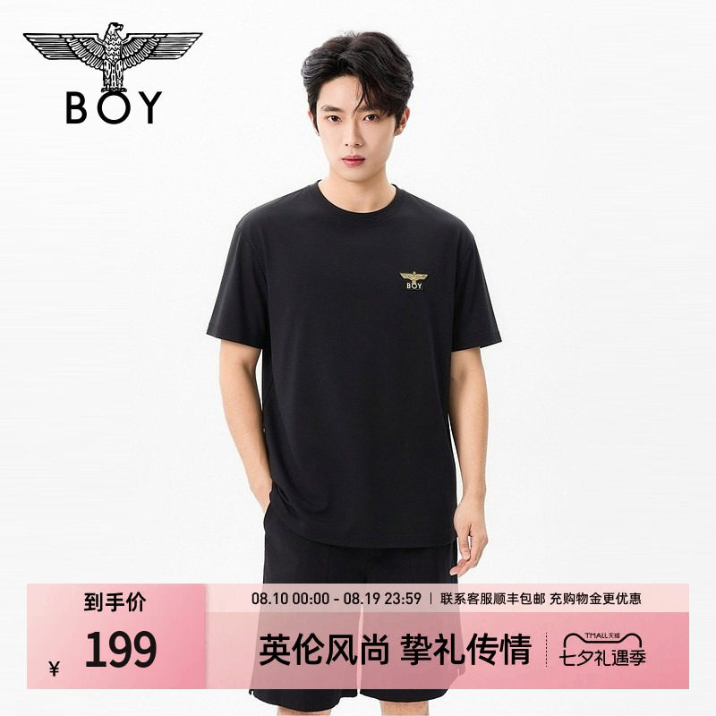 【街头简印】BOYLONDON夏日黑白圆领男女短袖26纯棉百搭T恤N01968