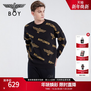 针织套头毛衣N60909 刺绣圆领潮牌百搭长袖 BOYLONDON春季 情侣款