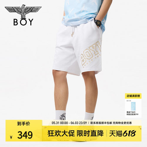 BOYLONDON夏季裤子运动休闲老鹰logo宽松短裤N13806