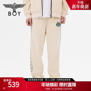 N15053 logo印花学院风卡其色阔腿裤 BOYLONDON男女同款 长裤