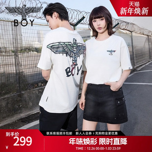 高街潮牌针织短袖 BOYLONDON夏男女同款 T恤N01911 艺术家涂鸦