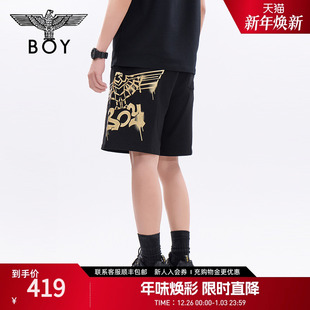 N14800 老鹰烫金百搭潮牌短裤 BOYLONDON春夏男女同款 经典