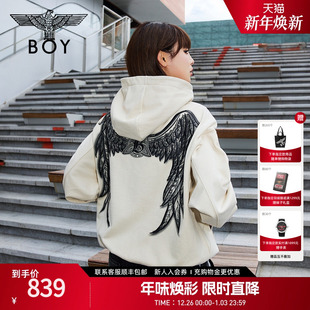 潮牌男女款 BOYLONDON春季 雅丹风连帽情侣卫衣N04034 月之暗面