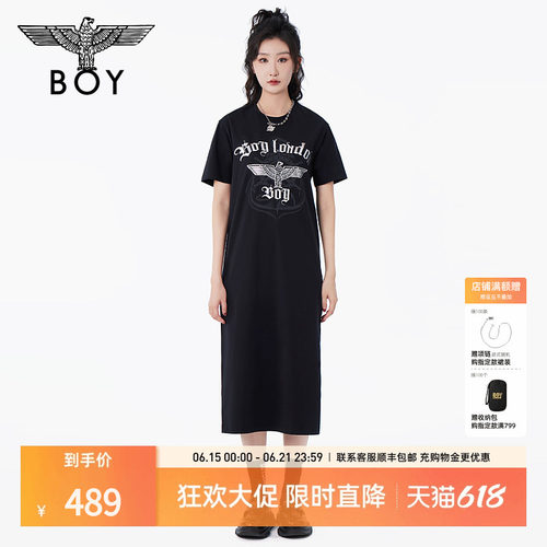 boylondon24黑色印花连衣裙