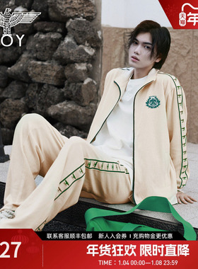 BOYLONDON春季男女同款logo绣花学院风运动休闲外套N12008