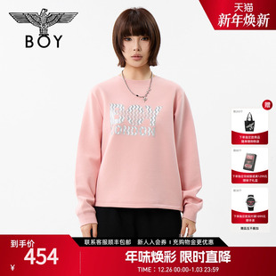 上衣W03913 女生卫衣圆领套头简约通勤印花长袖 BOYLONDON春季 新款