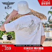 T恤N01063 烫银烫钻翅膀印花短袖 航海系列 BOYLONDON夏季