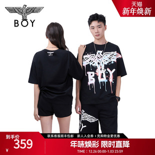老鹰朋克涂鸦宽松潮流T恤N01902 BOYLONDON情侣款 朋克涂鸦