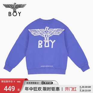 logo印花休闲圆领卫衣N03018 闪电紫经典 长袖 BOYLONDON秋冬情侣款