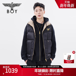 BOYLONDON冬男女同款 百搭黑色双面穿马甲羽绒服N30003 时尚