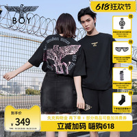 【黑粉風(fēng)暴】BOYLONDON春夏情侶款印花潮牌針織短袖T恤N01911