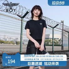 BOYLONDON夏女士短袖经典logo简约纯色修身显瘦T恤W01001