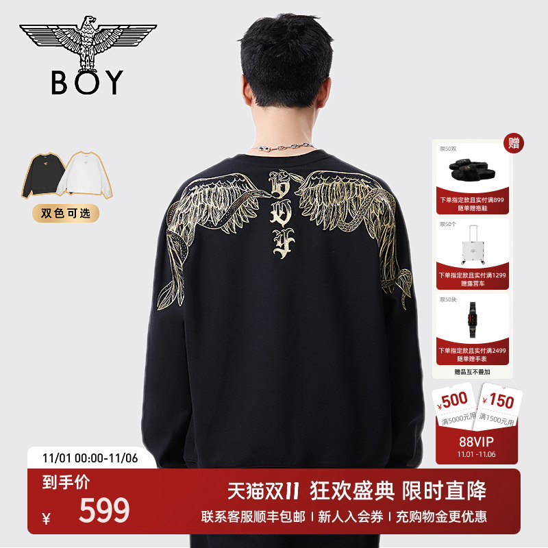 【赫尔墨斯】BOYLONDON25秋季情侣款潮牌印花套头圆领卫衣N03008