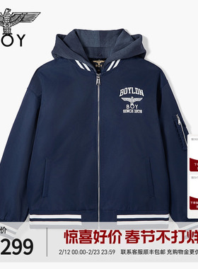 BOY LONDON冬情侣学院风棒球服可拆卸帽时尚短款棉服N29005