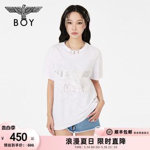 夏烫银齿轮老鹰T恤N01033 BOYLONDON短袖 科技感炫彩反光LOGO