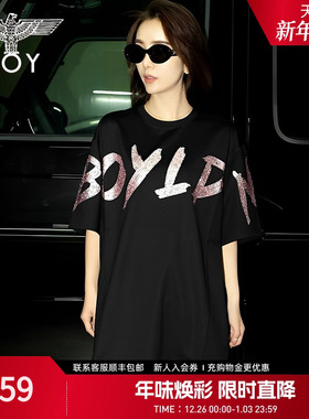 【公主日记】BOYLONDON潮牌连衣裙女夏季时尚高街黑色中裙W17003