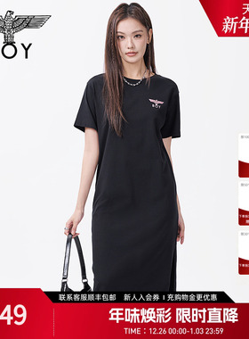 BOYLONDON夏季女款时尚LOGO印花潮牌街头百搭休闲连衣裙W17010