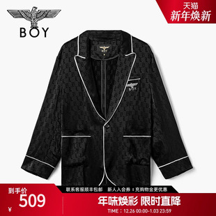 外套提花潮流衬衫 西装 翻驳领休闲上衣N41000 情侣款 BOYLONDON开衫