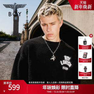 N60702 新款 BOYLONDON黑色潮牌男女休闲毛衣保暖针织衫 2025春季