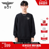 男女同款 BOYLONDON时尚 潮牌烫钻百搭套头圆领卫衣春季 上衣N03035