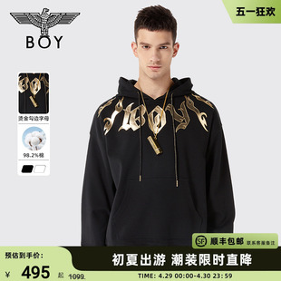 BOYLONDON冬长袖 情侣款 火焰山 高街朋克连帽套头卫衣N04011