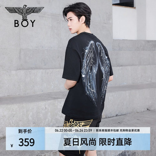 【人间精灵】BOYLONDON天使翅膀针织短袖夏季男女同款T恤N01145