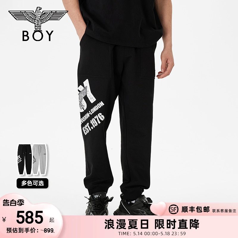 boylondon潮牌情侣款长裤撞色BOY