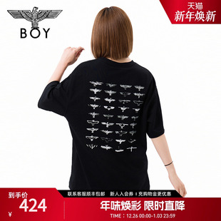 印花短袖 BOYLONDON2025春季 男女同款 休闲潮牌时尚 T恤N01348 新款
