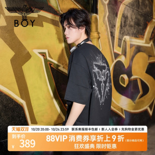 烫钻三鹰标时尚 情侣款 BOYLONDON夏短袖 潮牌T恤N01004 月落星河