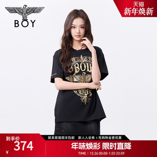 T恤N01028 短袖 BOYLONDON男女同款 春夏烫金印花潮牌时尚