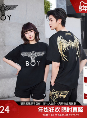 【金翼锁链】BOYLONDON短袖时尚潮流情侣款男女同款凉感T恤N01918