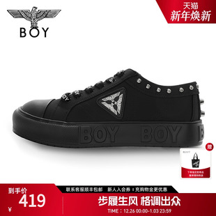 休闲鞋 子三鹰标logo黑色圆头时尚 N79014 鞋 BOYLONDON春秋男女同款