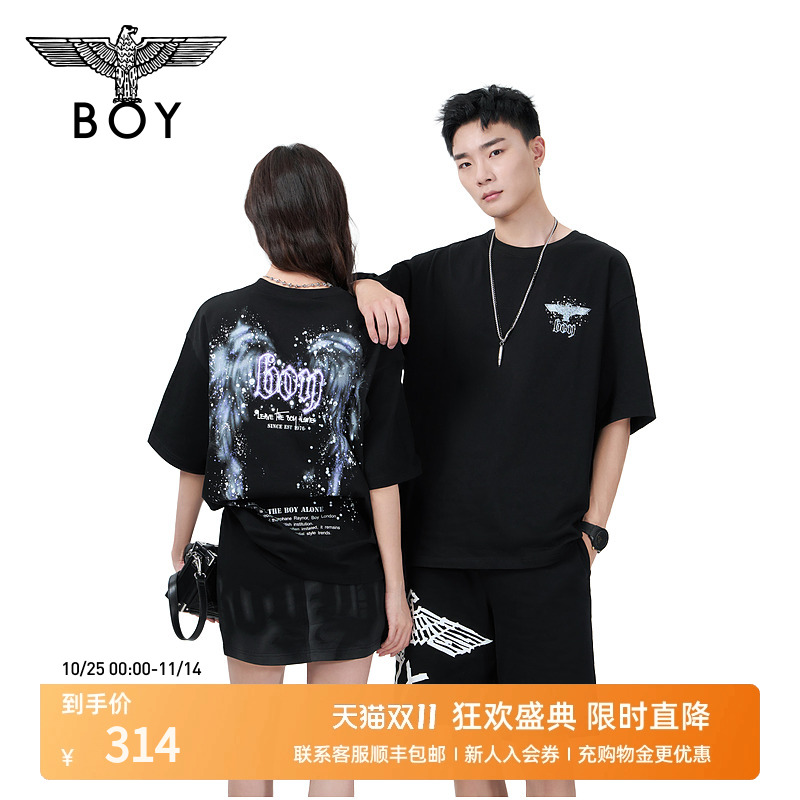 boylondon23烟花喷墨翅膀印花T恤