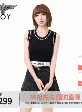 BOYLONDON时尚简约潮牌休闲百搭无袖针织背心夏季女款上衣W62001