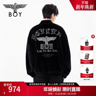立领外套宽松保暖上衣男女同款 BOYLONDON冬季 N23061 夜航银曲