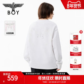 BOYLONDON套头卫衣女宽松慵懒风春季 光变翅膀印花圆领上衣N03911