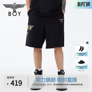 N14981 老鹰印花潮流百搭直筒裤 BOYLONDON春情侣款 针织短裤