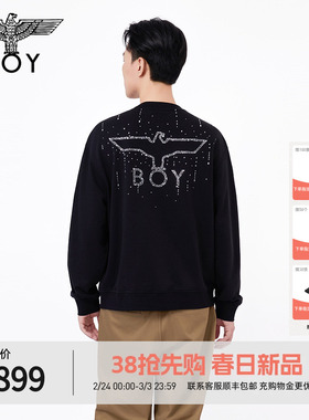【星落】BOYLONDON黑色星空烫钻男女款卫衣2026年春季新款M03015