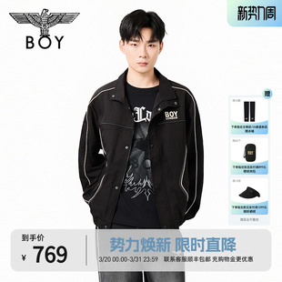 线条设计薄款 男女同款 BOYLONDON春季 夹克外套N23062 暗夜飞鹰