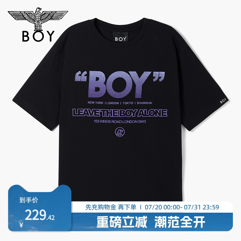 boylondon印花潮牌短袖男女同款