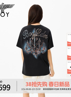 BOYLONDON美式高街潮酷渐变哥特风短袖2026春夏新款男女T恤N01021
