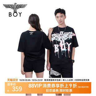 老鹰朋克涂鸦宽松潮流T恤N01902 BOYLONDON情侣款 朋克涂鸦