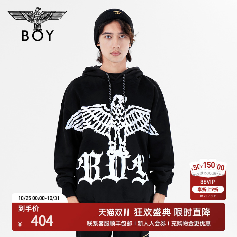 boylondon套头卫衣潮牌针织连帽