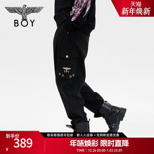 烫金印花黑色潮牌设计感哈伦裤 长裤 N34003 男女同款 BOYLONDON春季