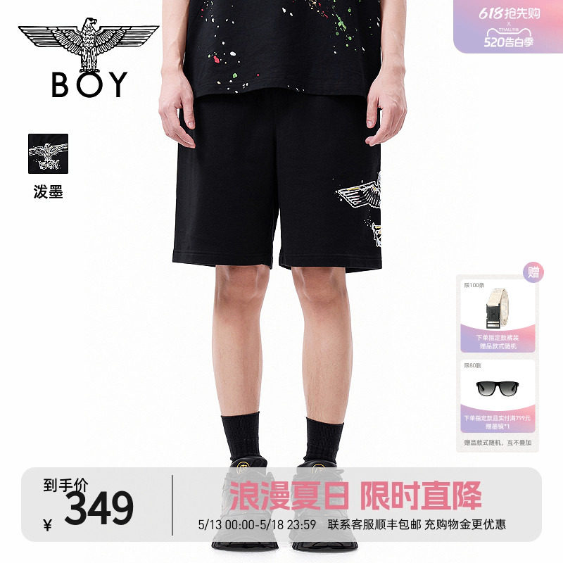 BOYLONDON夏季男女同款动漫风印花街头时尚潮牌百搭短裤N1