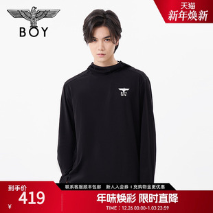 印花潮牌连帽T恤N00019 logo撞色数码 BOYLONDON春秋情侣款 长袖