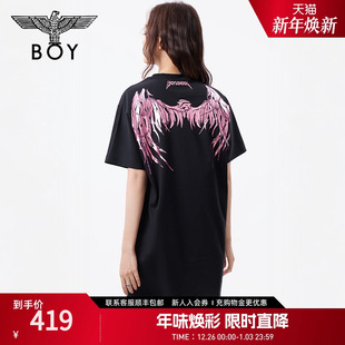 休闲大翅膀潮牌连衣裙W17903 黑色短袖 BOYLONDON夏季 女款