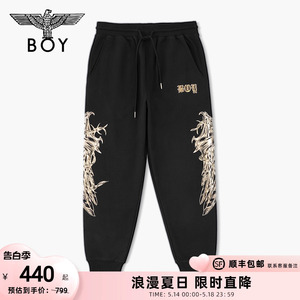 BOYLONDON秋冬男女同款长裤烫金翅膀休闲运动潮牌百搭卫裤N15002