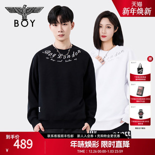 BOYLONDON秋冬情侣款 印花休闲百搭圆领套头卫衣N03907 潮牌时尚